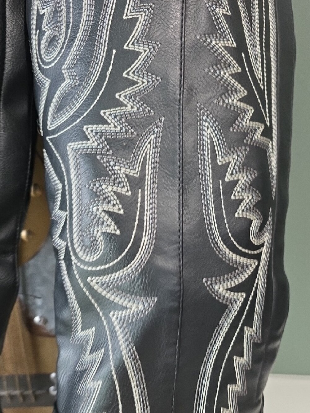 Onlymaker Black Embroidered Cowboy Boots Knee High Western Cowgirl Sz 9 - Picture 3 of 10